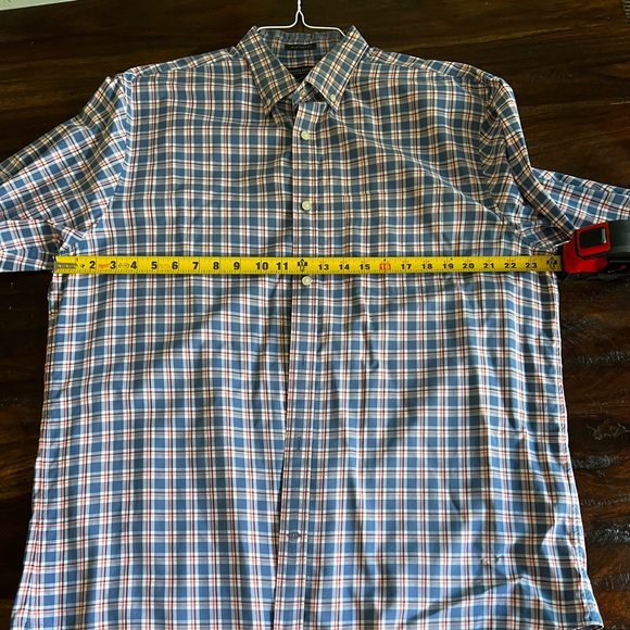 Banana Republic Mens Button Up Large | Tailored Slim Fit | Blue Red plaid - Picture 14 of 16